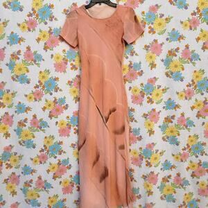 90s vintage peach maxi dress